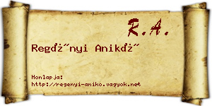 Regényi Anikó névjegykártya