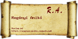 Regényi Anikó névjegykártya